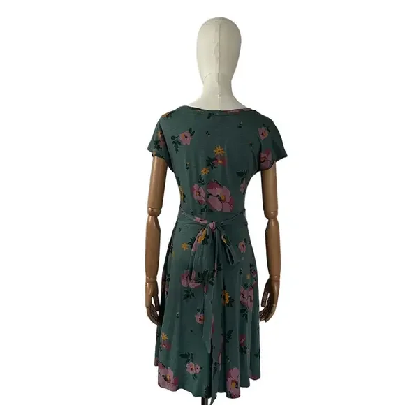 Toad and Co Floral Green Faux Wrap with Tie Waist Dress Size XS - Picture 3 of 15